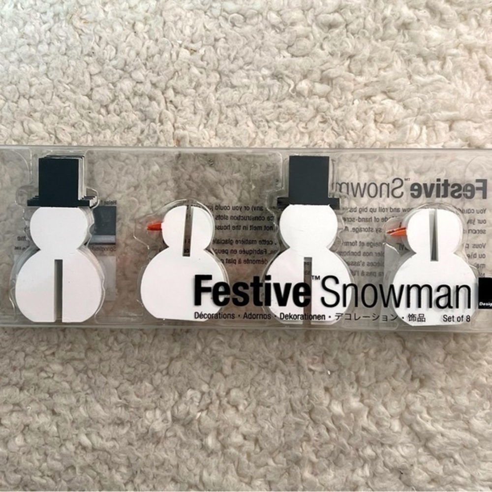 Design Ideas Festive Snowman Penguin 3-Decorations, Set of 8 From Laser Cut Wood